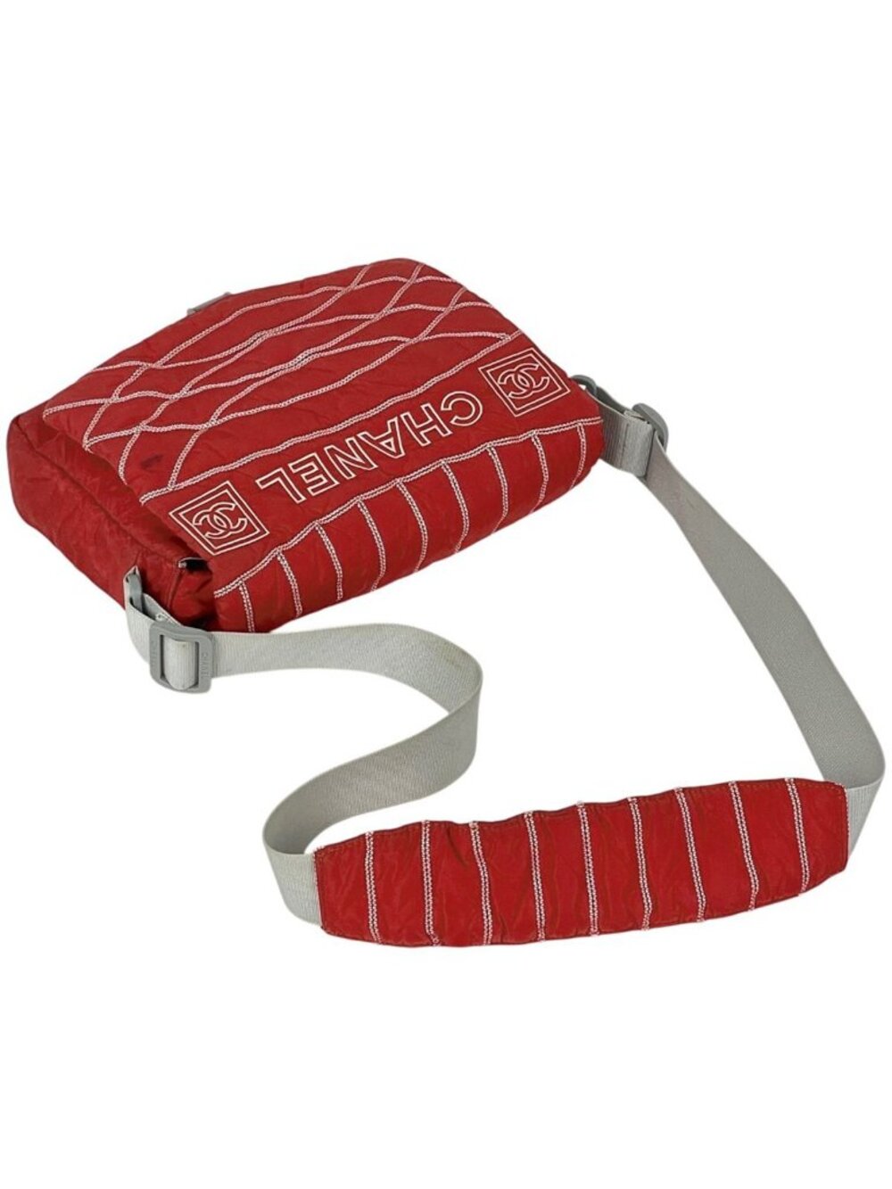 Chanel Sports Line Shoulder Bag CC Logo Nylon Red - Picture 11 of 15